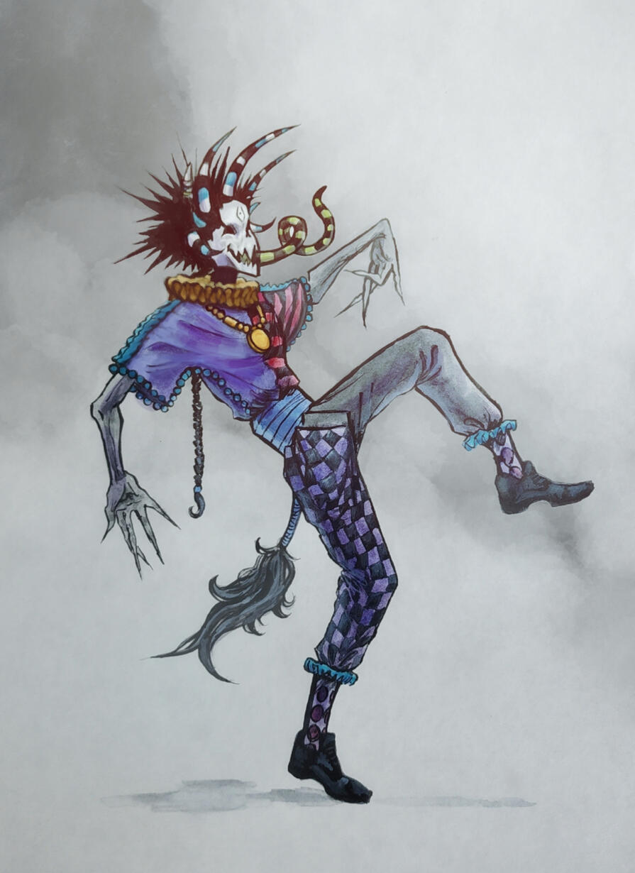 Vejigante chupacabras - Watercolor and coloring pencils 9x12